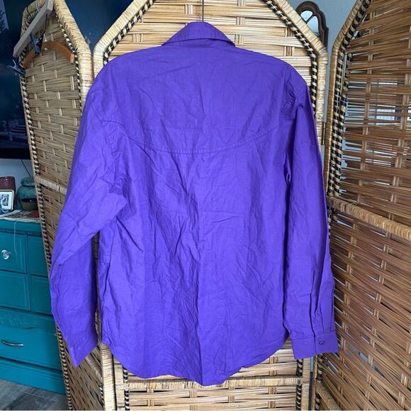 Vintage Ol' Paint Vibrant Purple button down patchwork square Cotton Shirt large - Picture 5 of 7